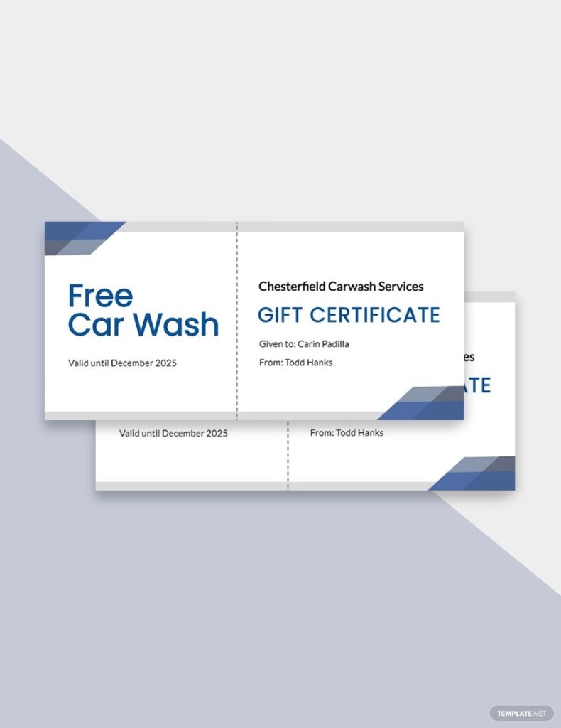 Printable Auto Detail Gift Certificate Template