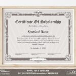 Certificate Of Scholarship EDITABLE Scholarship Award Etsy sterreich