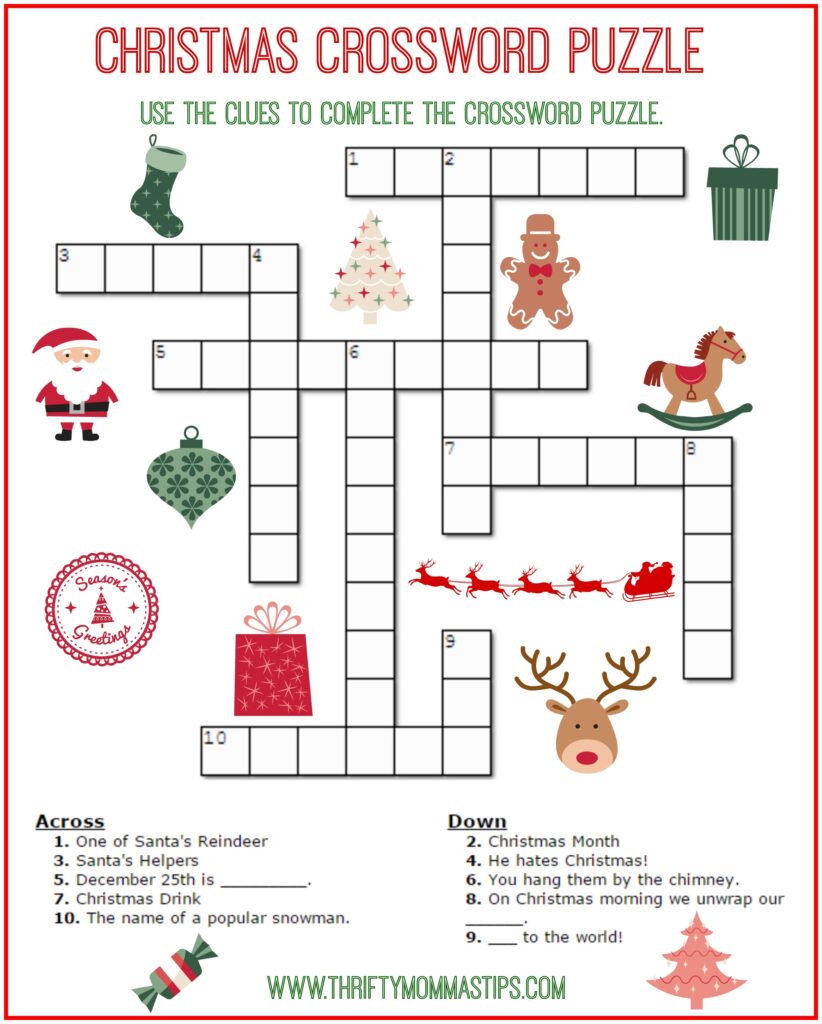 Free Printable Crossword Puzzles For Kids