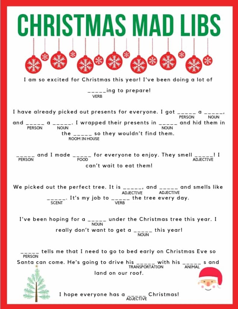 Christmas Mad Libs Jac Of All Things
