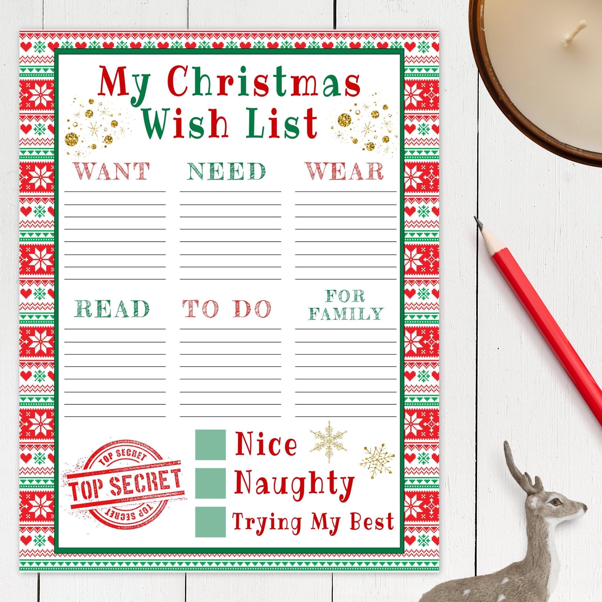 Christmas Wish List Printable Template For Kids Editable Etsy de