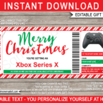Christmas Xbox Series X Gift Certificate Template Gift Voucher Present