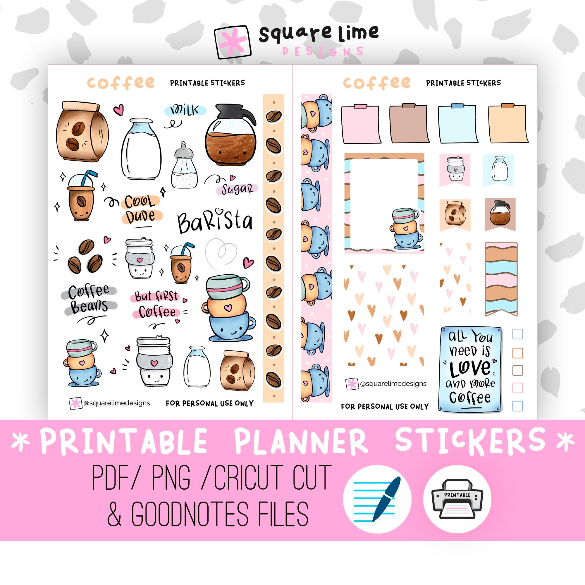 Coffee Stickers Printable Bullet Journal Printable Stickers Etsy de