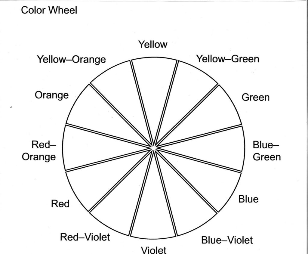 Color Wheel Worksheet Printable Color Wheel Worksheet Complementary Color Wheel Color Wheel