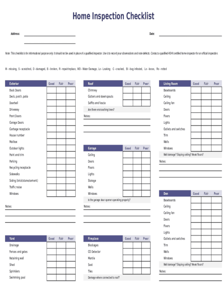 Printable Home Buyer Checklist Template Fillable Form