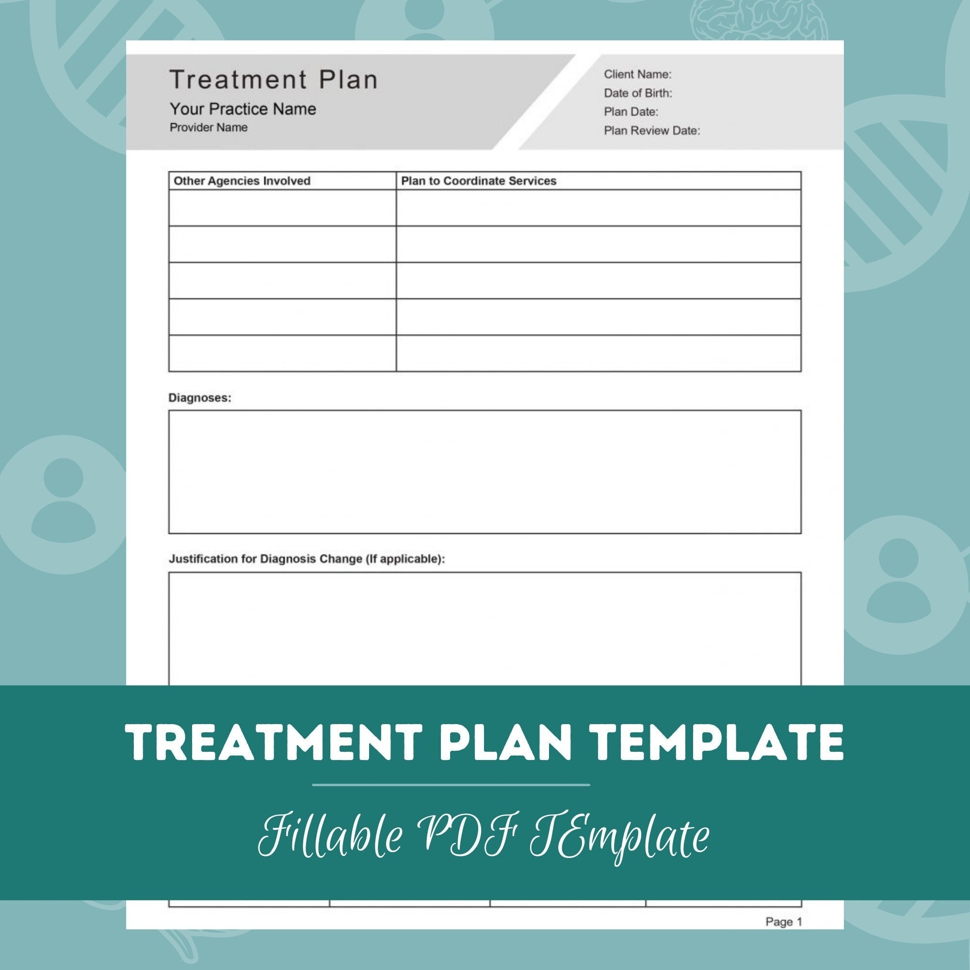 Counseling Treatment Plan Template For Mental Health Etsy de