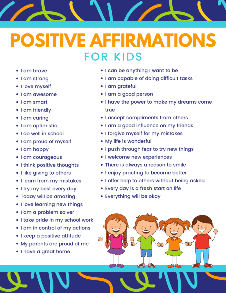 Positive Affirmations For Kids Printable