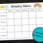 Daycare Weekly Menu Printable Weekly Menu For Daycare Etsy