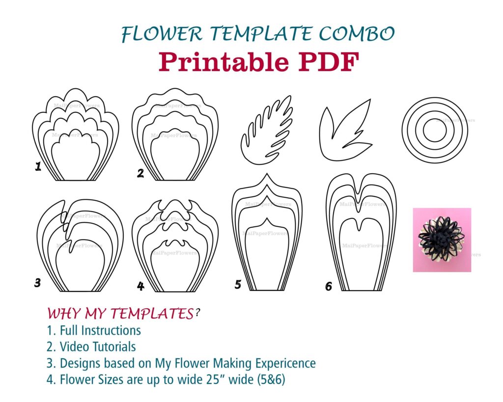 Digital Paper Flower Template PDF Paper Flower Bundles Giant Etsy de