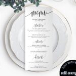 DIY Wedding Menu Template Printable Wedding Menu Cards Menu Etsy sterreich