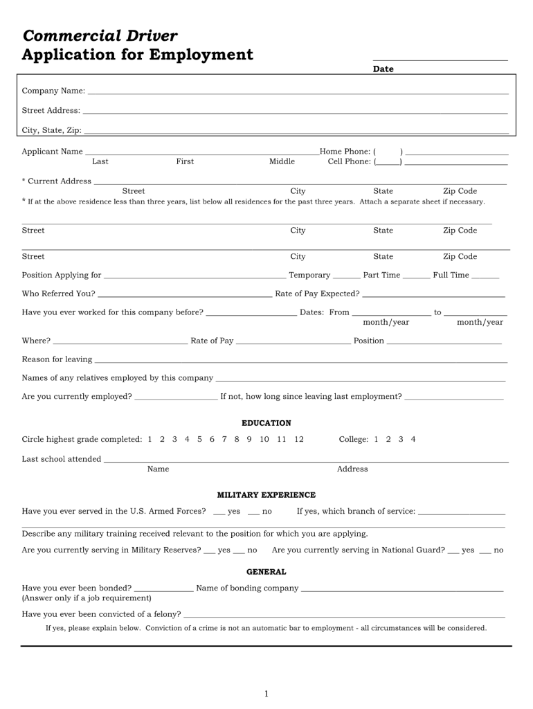 DocHub Applicationfor Commercial Driver Fill Out Sign Online