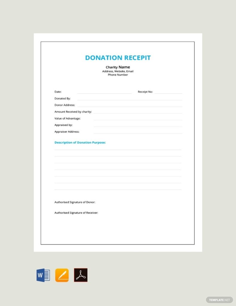 Donation Receipt Template Excel Word Apple Pages PDF Template