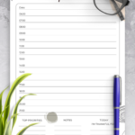 Download Printable Daily Planner With Time Slots Template PDF
