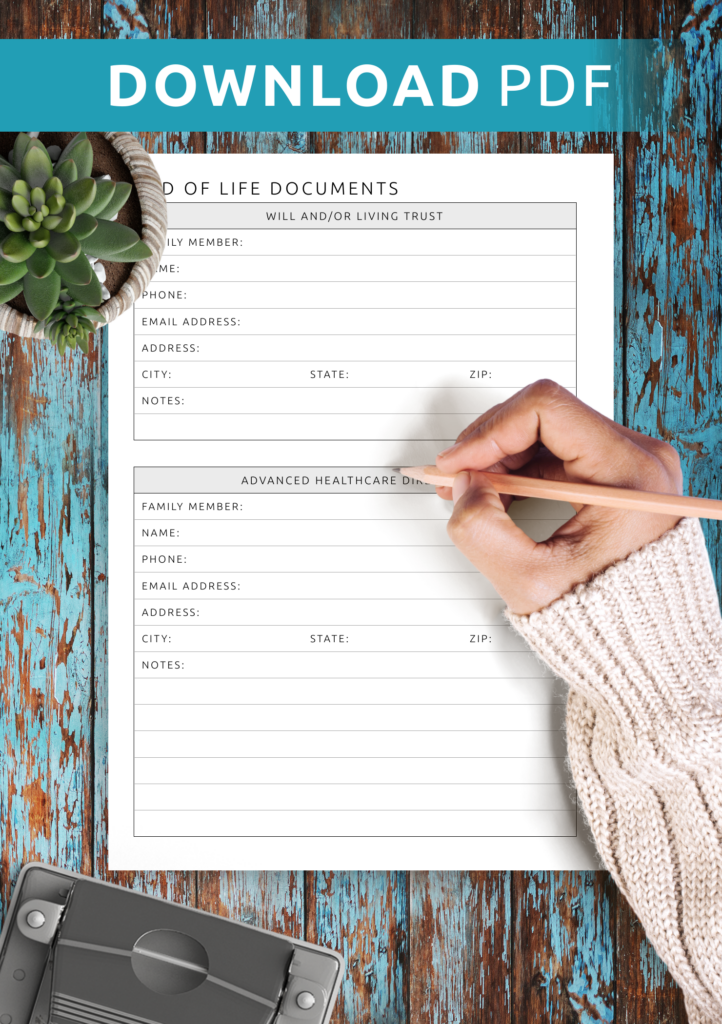 Free Printable End of life Planner Fillable Form 2023