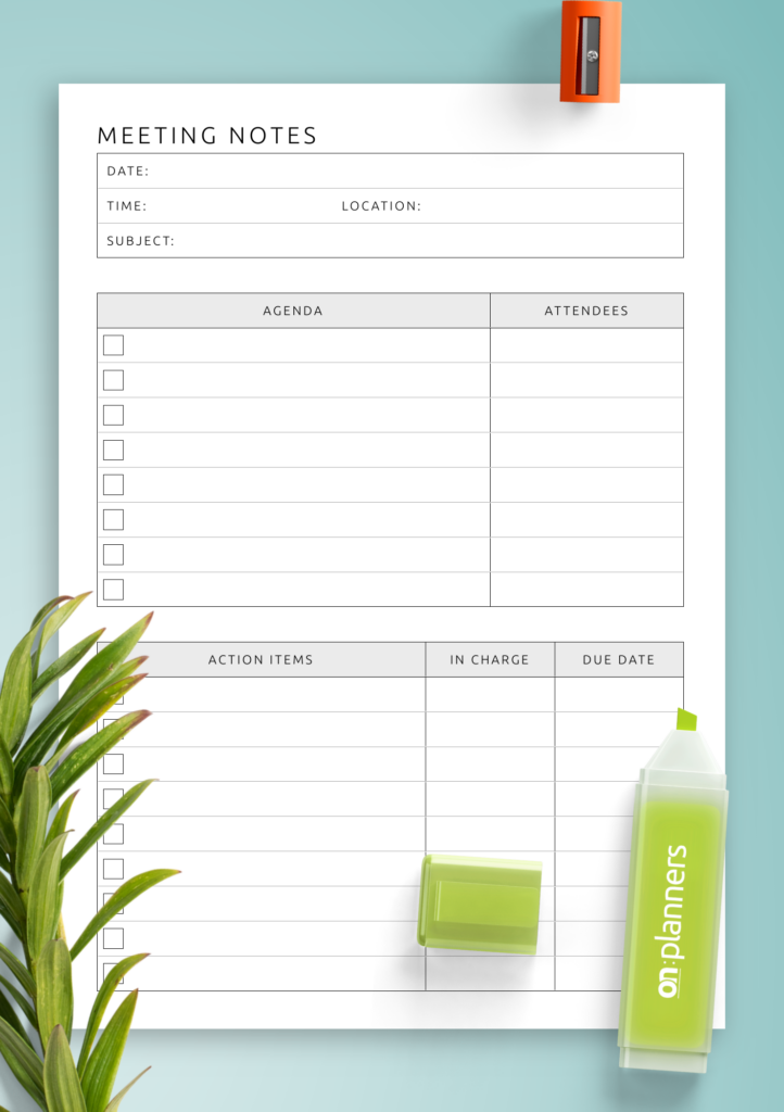 Download Printable Meeting Notes Template PDF Fillable Form 2024