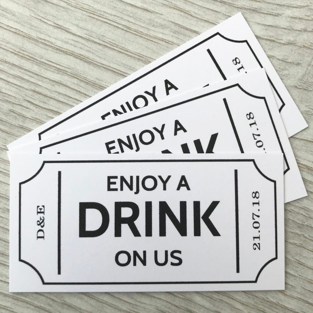 Drink Tickets Tokens Coupon Personalised Wedding Party Bar Etsy UK Voucher Design Drink Ticket Cinema Vouchers