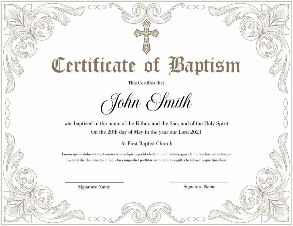 Editable Baptism Certificate Template Printable Certificate Etsy New Zealand