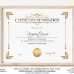 Editable Certificate Of Donation Template Printable Charity Etsy de