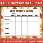Editable Daycare Weekly Menu Editable Daycare Menu Fillable Etsy sterreich