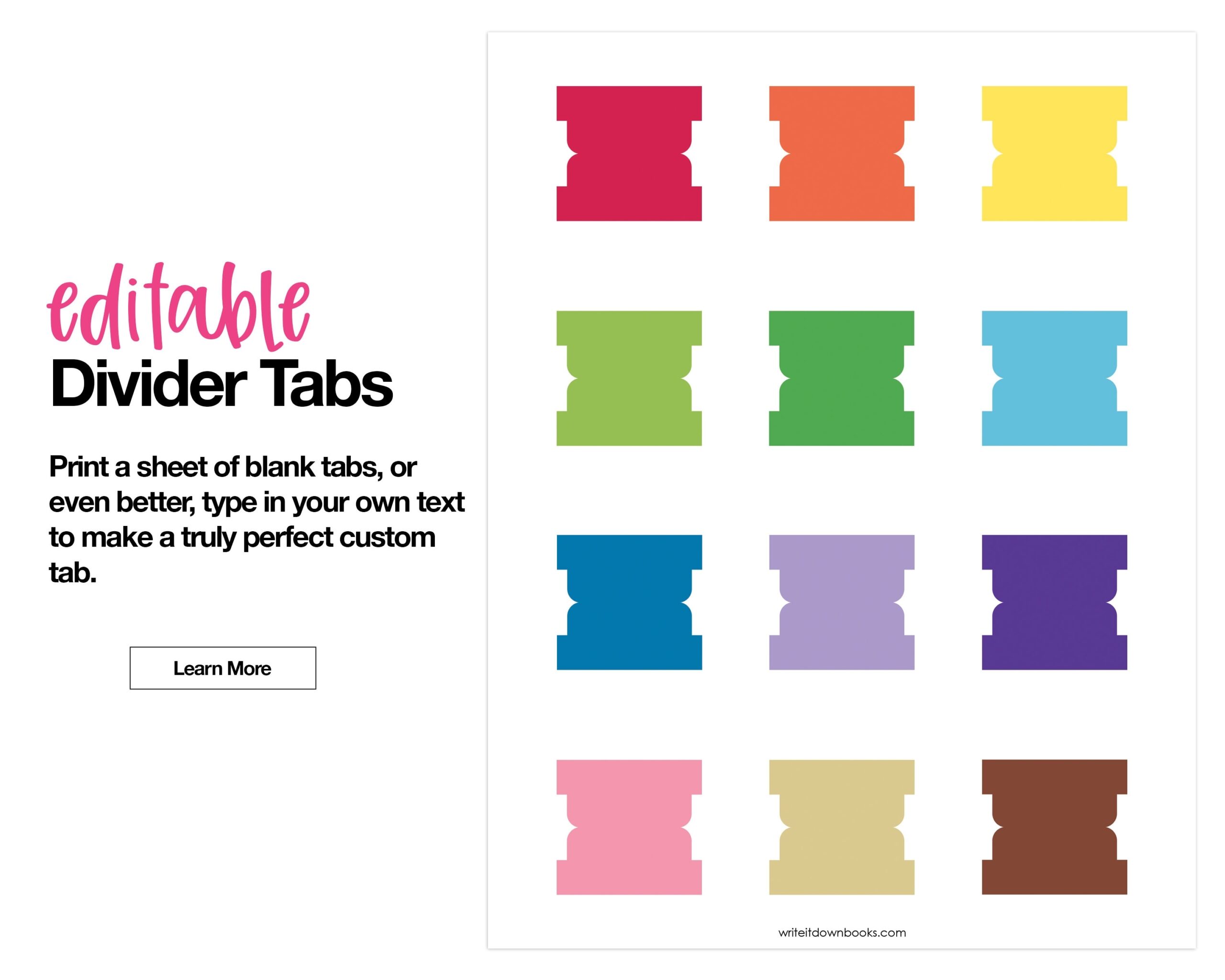 Editable Divider Tabs Blank Printable DIY Rainbow Etsy de