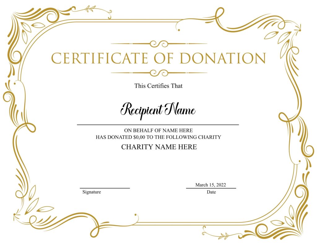 Free Printable Donation Certificate Templates