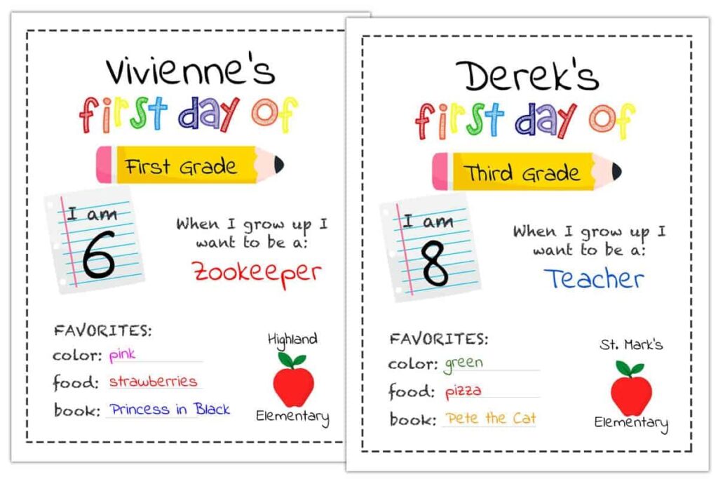 First Day Of School Printable Template