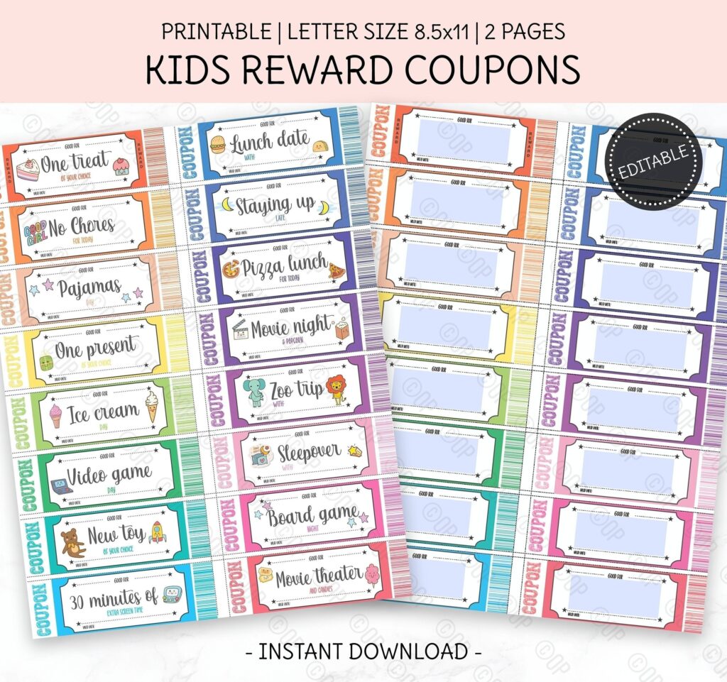 Editable Reward Coupons Printable Reward Tickets For Boys Etsy de