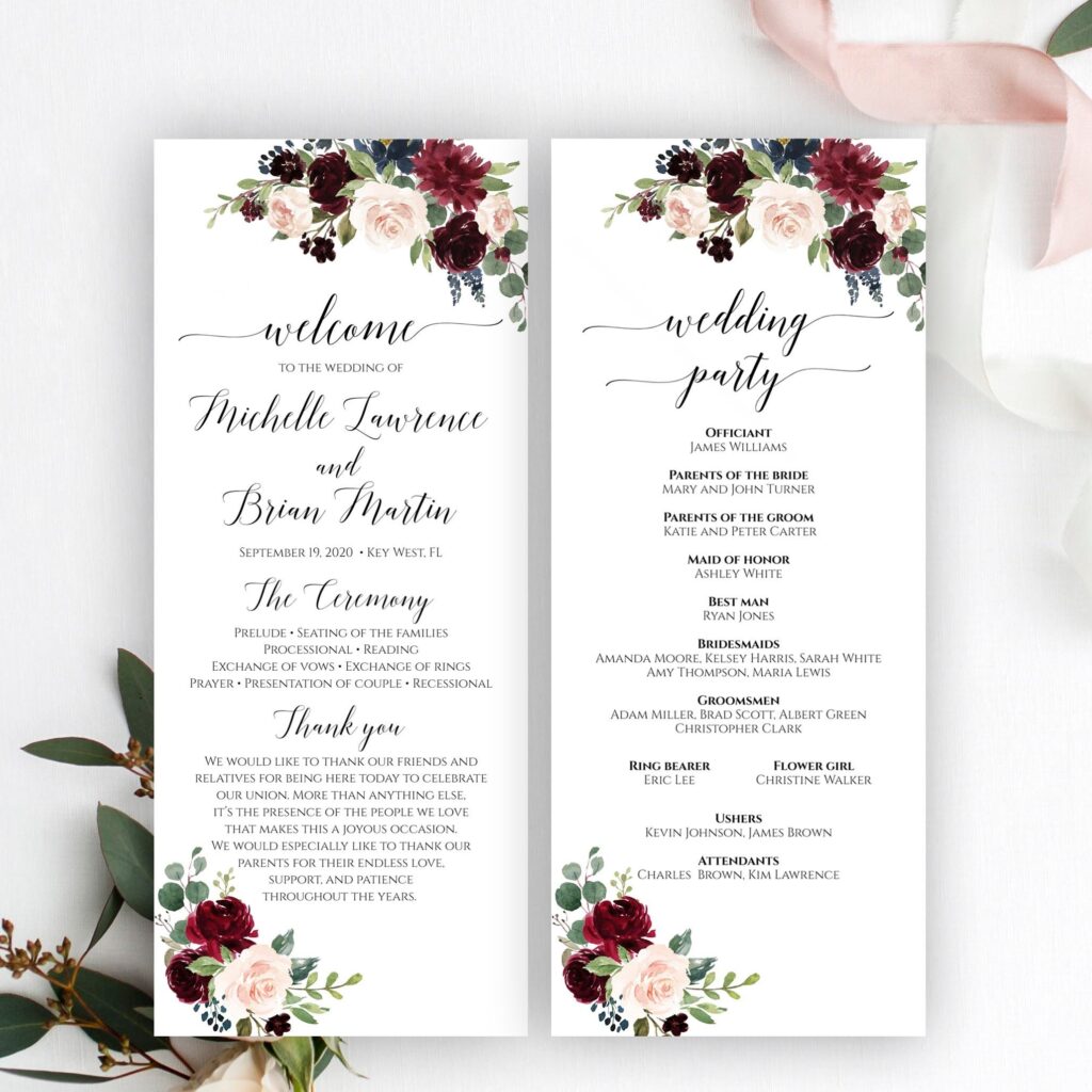Editable Wedding Program Template Fully Editable Printable Etsy de