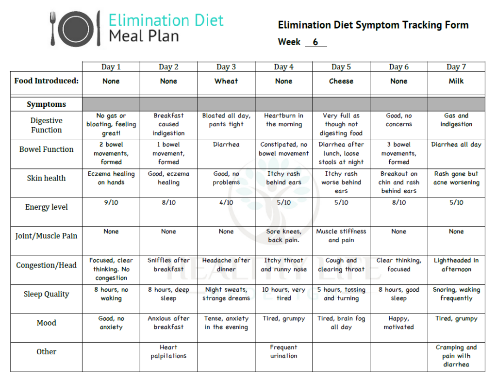 Printable Elimination Diet Meal Plan Pdf Fillable Form 2024