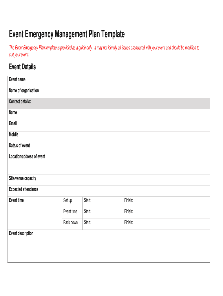 Printable Emergency Action Plan Template Fillable Form 2023