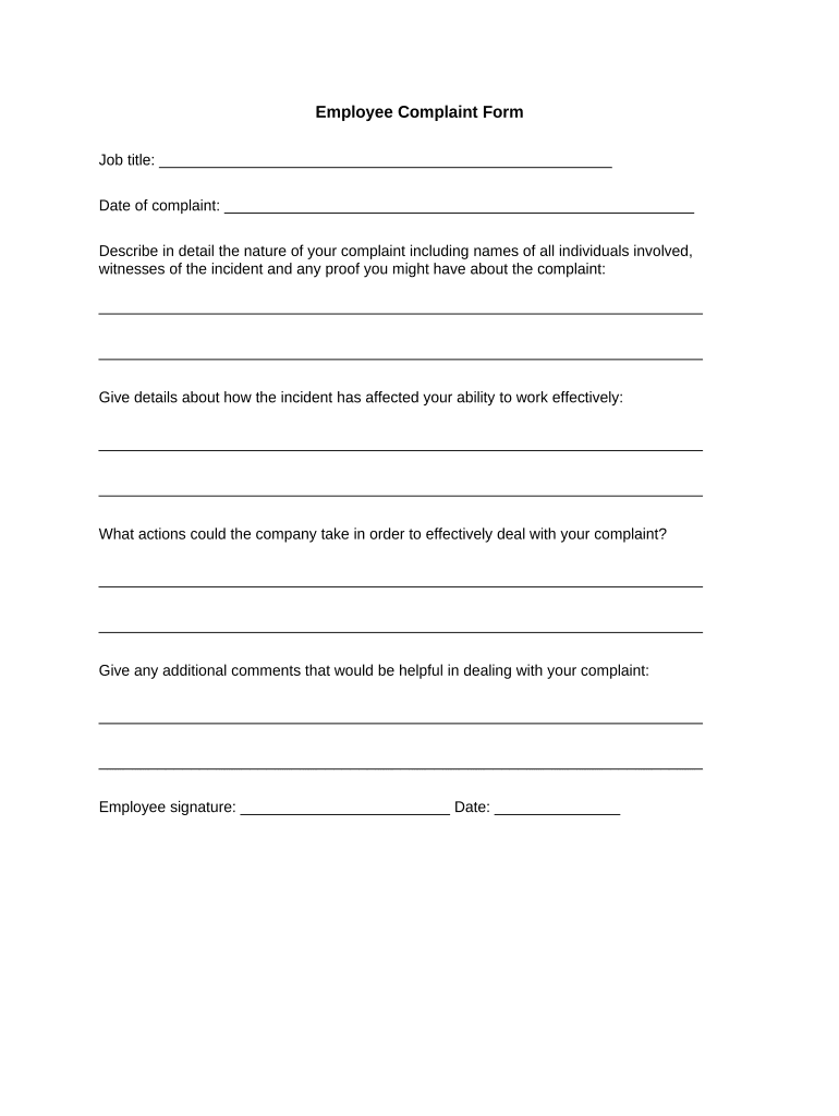 Employee Complaint Fill Out Sign Online DocHub