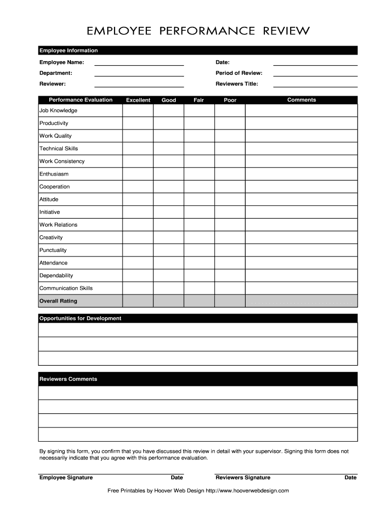 Employee Evaluation Form Pdf Fill Online Printable Fillable Blank PdfFiller