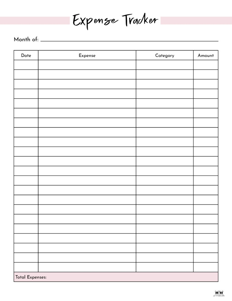 Expense Tracker Printables 20 FREE Options Printabulls