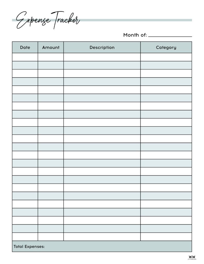 Expense Tracker Printables 20 FREE Options Printabulls