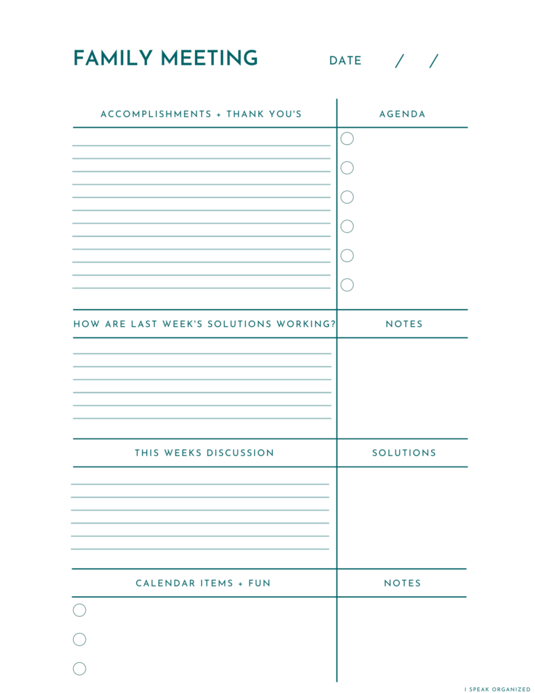 Family Meeting Printable Family Meeting Family Therapy Activities Family Meeting Printable Family Meeting Family Therapy Activities