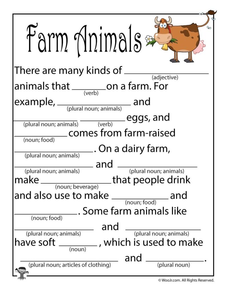 Farm Animal Ad Libs Printable Woo Jr Kids Activities Children s Publishing