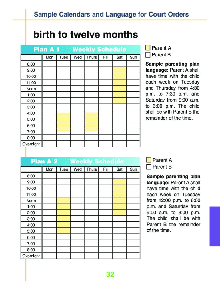 Printable Custody Schedule Template Fillable Form 2024