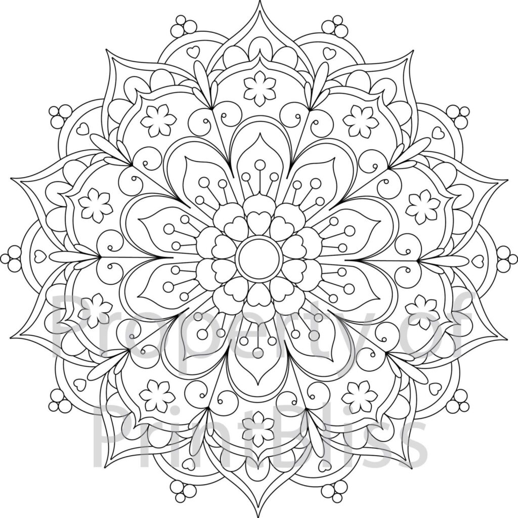 Flower Mandala Printable Coloring Page Etsy Mandala Coloring Books Abstract Coloring Pages Mandala Coloring Pages