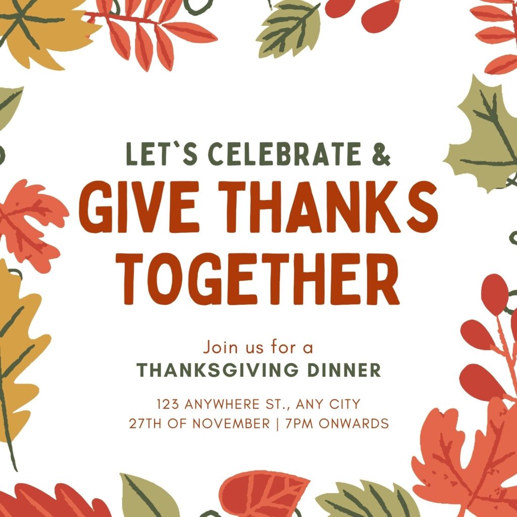 Free Custom Printable Thanksgiving Invitation Templates Canva