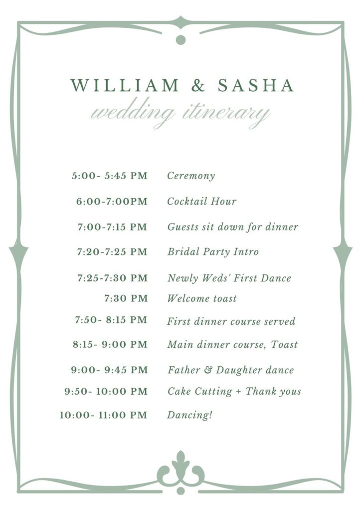 Free Custom Printable Wedding Timeline Planner Templates Canva