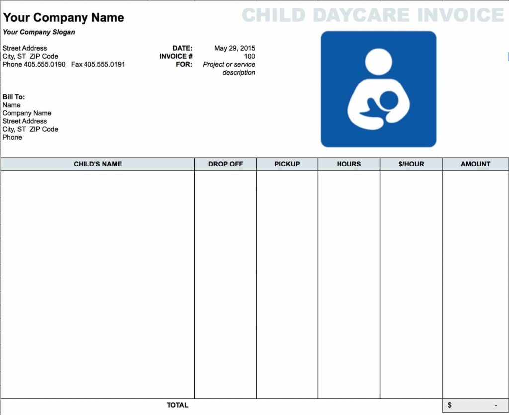 Free Daycare Child Care Invoice Template PDF WORD EXCEL