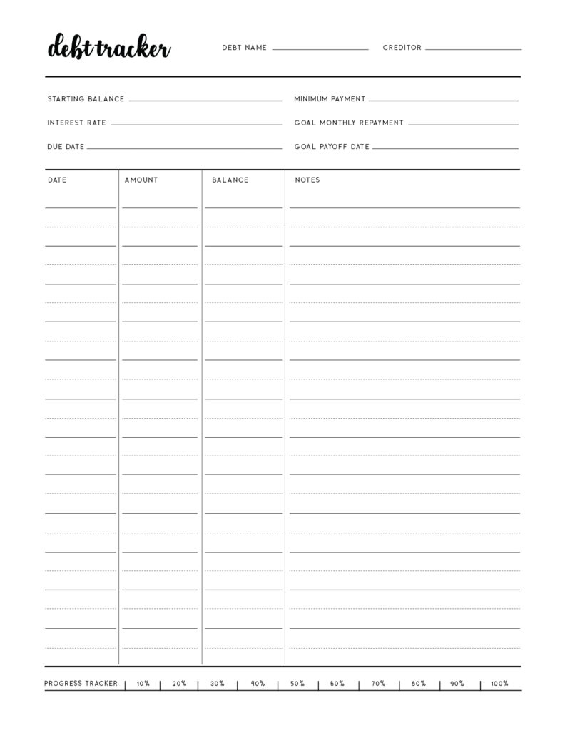 Free Debt Tracker Printable Template World Of Printables