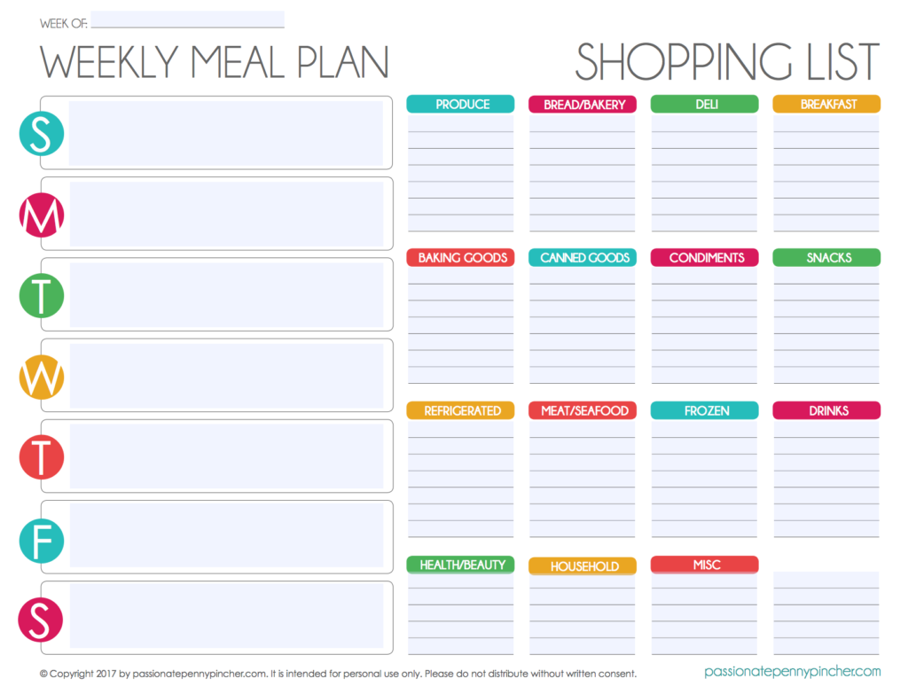 Free Editable Menu Plan And Grocery List Meal Planning Template Meal Plan Grocery List Meal Planner Template