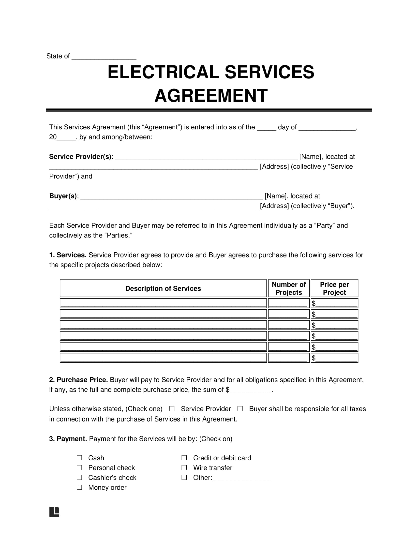 Free Electrical Contract Template PDF Word Legal Templates