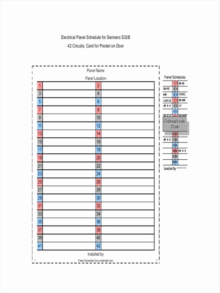 Printable Circuit Breaker Panel Label Template