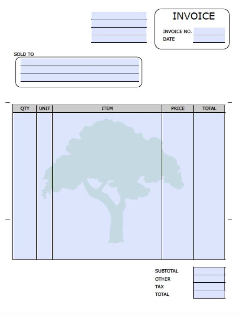 Printable Landscaping Invoice Template