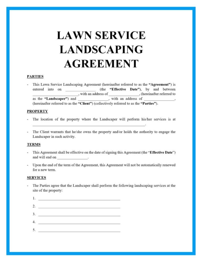 Printable Free Lawn Care Templates