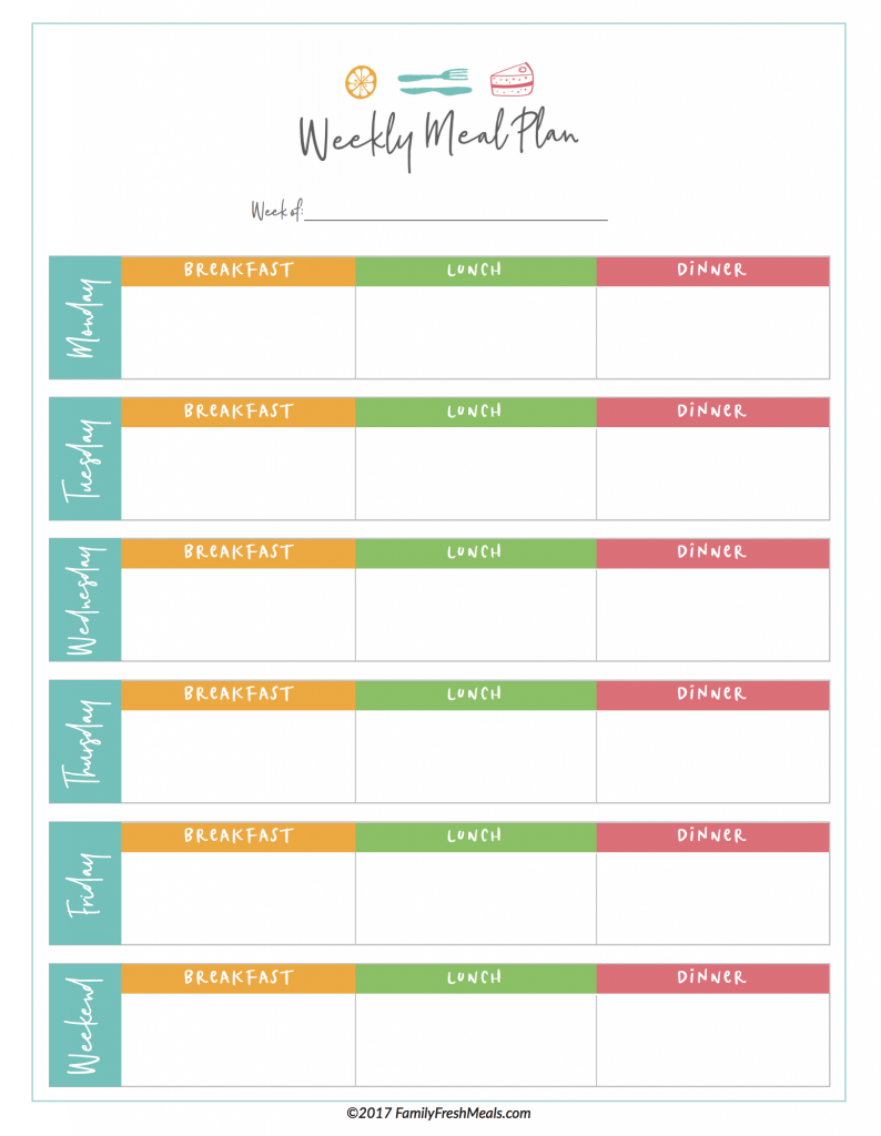 Weekly Menu Planner Printable