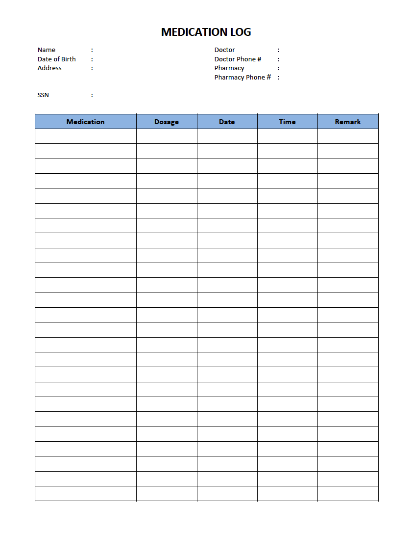 Printable Daily Medication Schedule Template Excel Fillable Form 2024