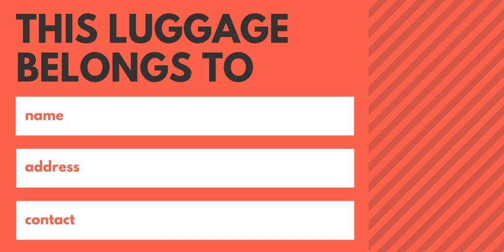 Printable Downloadable Luggage Tag Template